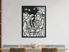 drevko Drevený obraz Svätá rodina Rozmer obrazu: 43 x 32,5 cm, Farba dekorácie: Čierna