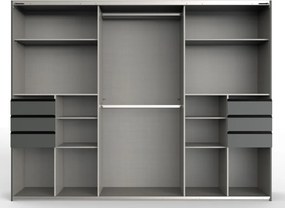 Šatníková skriňa so zrkadlom Saigon 270 cm, grafit