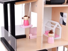 JOKOMISIADA Moderný drevený domček pre bábiky v štýle LOFT + bábiky a nábytok ZA5073