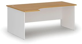 Kancelársky rohový pracovný stôl PRIMO WHITE, 1800 x 1200 mm, ľavý, biela/buk
