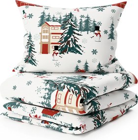 Polybavlnené obliečky SNOWY HOUSES POLY biele Rozmer obliečky: 70 x 90 cm | 140 x 220 cm