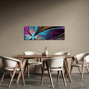 Obraz - Abstrakcia, kvetina (s hodinami) (90x30 cm)