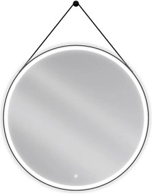 Mexen Reni, LED kúpeľňové zrkadlo s podsvietením 100x100 cm, 6000K, čierny rám, ochrana proti zahmlievaniu, 9812-100-100-611-70