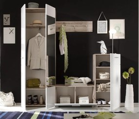 Predsieňová stena Sixx, pieskový dub/biela lesk