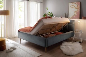 Čalúnená posteľ s prešívaným čelom lemina s úložným priestorom 180 x 200 cm modrá MUZZA