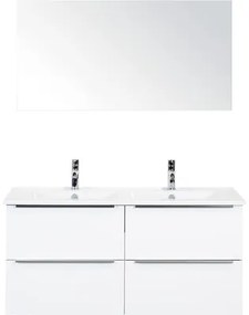 Kúpeľňový nábytkový set Pulse 120 cm s keramickým dvojitým umývadlom a zrkadlom biela vysoko lesklá 84726101