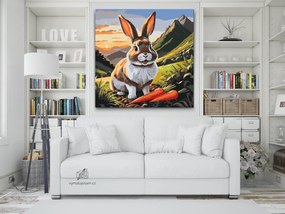 Gario Maľovanie podľa čísel Veselý zajačik s mrkvou Rozmery: 50 x 50 cm, Rámovanie: S vnútorným rámom