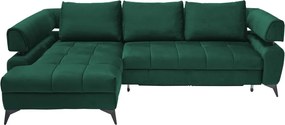 Rohová sedacia súprava Paris, tmavo zelená látka, ľavý  roh