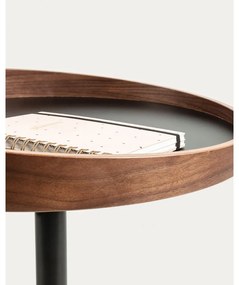 Okrúhly odkladací stolík s doskou v dekore orechového dreva ø 46 cm Kaori – Kave Home