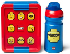 Set červeno-modrého desiatového boxu a fľaše na pitie LEGO® Iconic