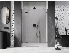 Mexen Lunar, ľavé otočné sprchové dvere 160 cm, 8mm číre sklo, brúsený grafit profil, 834S-160-050-66-00-L