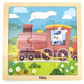 Drevené puzzle pre najmenších Viga 9 ks Vlak