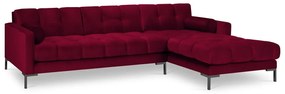 Červená zamatová rohová pohovka Cosmopolitan Design Bali, pravý roh