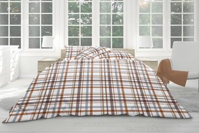 Bavlnené obliečky KOBES kockované 200x220 cm biele/hnedé