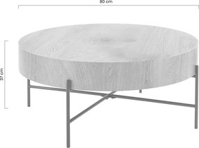 Sada okrúhlych konferenčných stolíkov Liviano 80 a 45 cm - prírodný dub / čierny