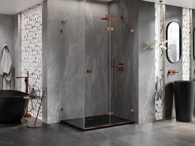 Mexen Lunar-F L, 1-krídlový sprchový kút so skladacími dverami, pravý, 100 x 80 cm, 8mm číre sklo, ružové zlato profil, 836L-100-080-60-00-P