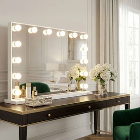 Rea Hollywood, LED zrkadlo 80x60, biela, HOM-12013