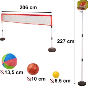 KIK Športová sada 5v1 pre deti: bedminton, basketbal, volejbal, tenis, frisbee