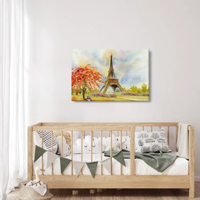 Maľovaný obraz Eiffelovej veže (90x60 cm)