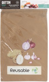QUTTIN Vrecko na zemiaky, cibuľu alebo cesnak, REAUSABLE, hnedé 44,5 x 29,5 cm