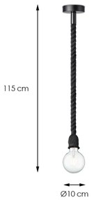 Luster na lanku LEONARDO ROPE 1xE27/10W/230V čierna