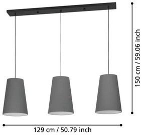 Eglo 390136 - Luster na lanku PETROSA 3xE27/40W/230V šedá