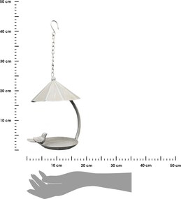 Závesné krmítko s dekoratívnym vtáčikom BIRDY 43 cm biele