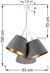 Luster na lanku AMBROSIA 3xE27/60W/230V