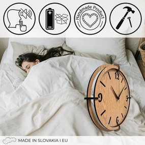 3D Nástenné hodiny Zlatý dub, tiché, moderné | SENTOP HDF0601-OAK