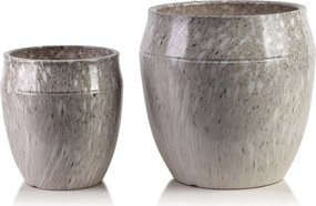 Sada 2 ks keramických květináčů NEVA XIV šedá