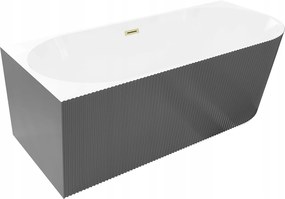 Mexen Silo Rohová Vaňa Ľavá 150x75cm Biela/Sivá Zlatý Kartáčovaný