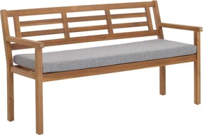 Záhradná lavička HWC-N47, 82x145x59 cm, akáciové drevo - sivý vankúš