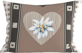 Polybavlnená obliečka na vankúš HEART RETRO POLY 50x70 cm, hnedý
