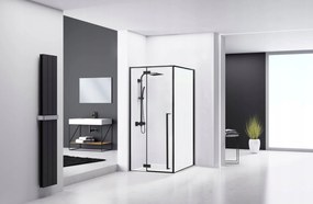 Rea Fargo, sprchový kút s krídlovými dverami 90 (dvere) x 90 (stena) x 195 cm, 6mm číre sklo, čierny profil + biela sprchová vanička Savoy, KPL-K6318