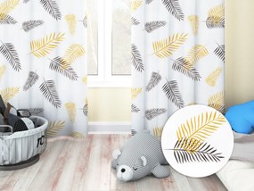 Biante Detský bavlnený záves Sandra SA-219 Zlaté a čierne palmové listy na bielom 150x210 cm