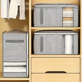 eCarla Textilný box na uskladnenie posteľnej bielizne a oblečenia, sivý COCK 52 x 44 x 30 cm