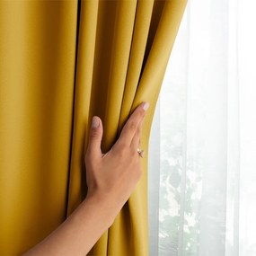 Záves AmeliaHome Blackout s priechodkami 140x245 cm horčicový