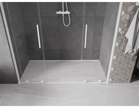 Mexen Velar L Duo, posuvné sprchové dvere do otvoru 170 cm, 8mm číre sklo, biela matná, 871-170-003-02-20