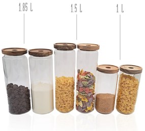 Dóza na potraviny, sklenená, s akáciovým vekom BOROSIL, 1,85 l