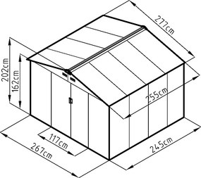 Záhradný domček plocha 277 x 255 cm (šedá)