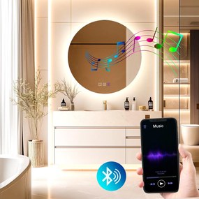 Kulaté dotykové zrcadlo s LED osvětlením Bluetooth ROUND 60 cm