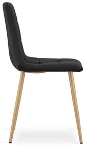 Jedálenská stolička KARA zamatová, čierna / hnedé nohy