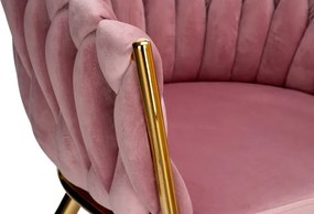Jedálenská stolička COFTON zamatová, zlatá / ružová