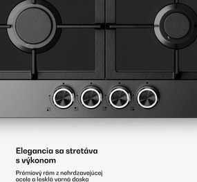 Klarstein Verosteel plynová varná doska, 4 horáky, elektrické zapalovanie, kompatibilná s zemným plynom a LPG, 8000 W, 60cm