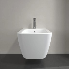 VILLEROY &amp; BOCH Finion závesný bidet s otvorom, s prepadom, 375 x 560 mm, Stone White, s povrchom CeramicPlus, 446500RW