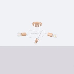 Sollux SL.1474 - Prisadený luster EMBER 3xE27/15W/230V biela/béžová/buk