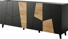 Komoda Etna 200 cm čierna/dub craft