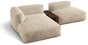 Béžová zamatová modulárna rohová pohovka (ľavý roh/s leňoškou) Martina – Micadoni