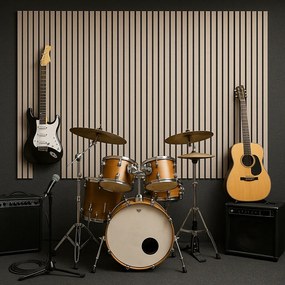 Akustický panel so zvýšenou absorpciou zvuku, 2400 x 600 mm, balenie 5 ks, čierna / béžová