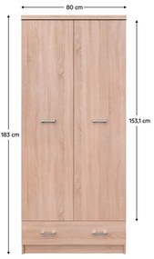 Šatníková skriňa Topta Typ 30 2D1S (dub sonoma). Vlastná spoľahlivá doprava až k Vám domov. 1075485